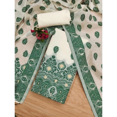 महिलाओं के लिए बनारसी सिल्क प्रिंटेड अनस्टिच्ड सलवार सूट मटेरियल दुपट्टे सहित (बॉटल ग्रीन, 3 मीटर)