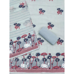 महिलाओं के लिए बनारसी सिल्क प्रिंटेड अनस्टिच्ड सलवार सूट मटेरियल दुपट्टे सहित (ग्रे, 3 मीटर)