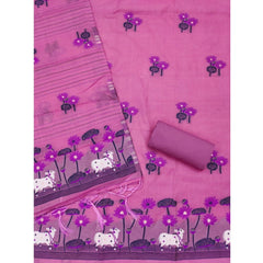 महिलाओं के लिए बनारसी सिल्क प्रिंटेड अनस्टिच्ड सलवार सूट मटेरियल दुपट्टे सहित (गुलाबी, 3 मीटर)