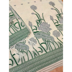 महिलाओं के लिए बनारसी सिल्क प्रिंटेड अनस्टिच्ड सलवार सूट मटेरियल दुपट्टे सहित (ऑफ व्हाइट, 3 मीटर)