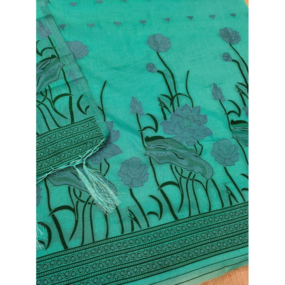 महिलाओं के लिए बनारसी सिल्क प्रिंटेड अनस्टिच्ड सलवार सूट मटेरियल दुपट्टे सहित (सी ग्रीन, 3 मीटर)