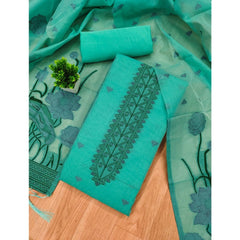 महिलाओं के लिए बनारसी सिल्क प्रिंटेड अनस्टिच्ड सलवार सूट मटेरियल दुपट्टे सहित (सी ग्रीन, 3 मीटर)