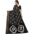  Women's Cotton Silk Bandhni Saree With Unstitched Blouse 5.5Mtr (Black)