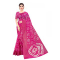  Women's Cotton Silk Bandhni Saree With Unstitched Blouse 5.5Mtr (Pink)