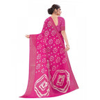 Generic Women's Cotton Silk Bandhni Saree With Unstitched Blouse 5.5Mtr (Pink)