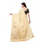 Generic Women's Satin Printed Saree With Unstitched Blouse 5.5Mtr (Chiku)