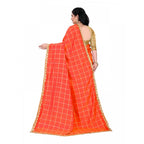 Generic Women's Sana Silk Bandhni Saree With Unstitched Blouse 5.5Mtr (Orange)