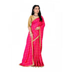 Generic Women's Sana Silk Bandhni Saree With Unstitched Blouse 5.5Mtr (Pink)