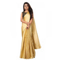  Women's Satin Printed Saree With Unstitched Blouse 5.5Mtr (Gold)