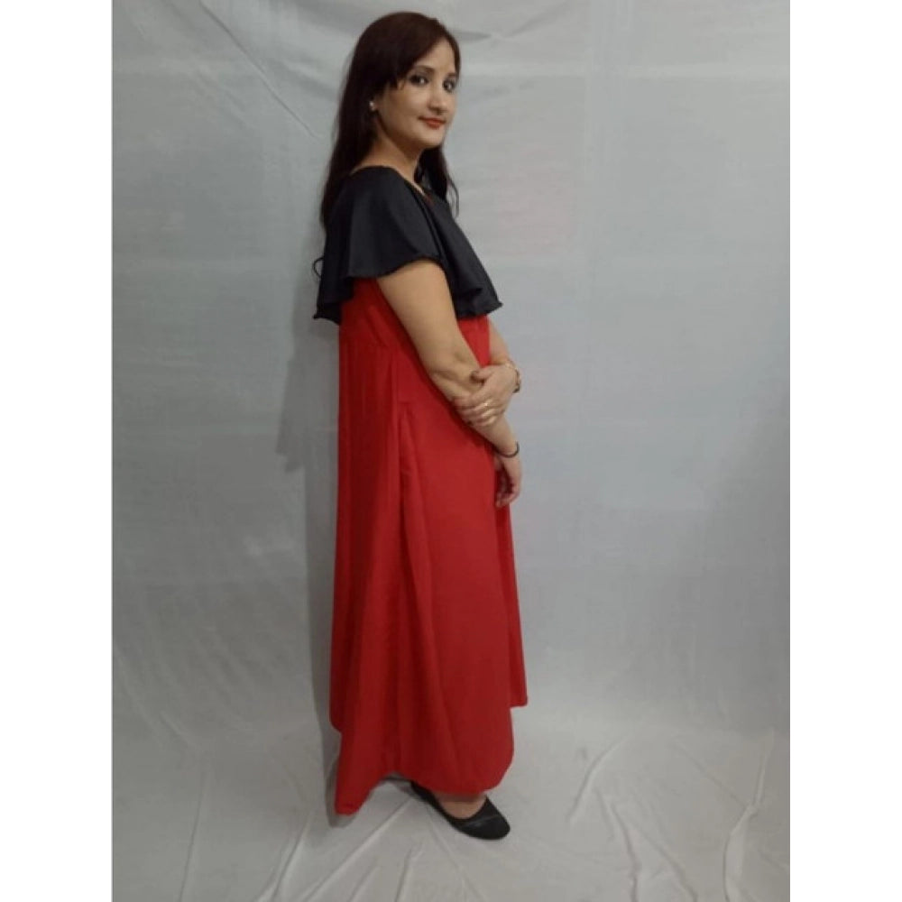 महिलाओं के लिए कैज़ुअल क्रेप केप स्लीव ड्रेस (काला)