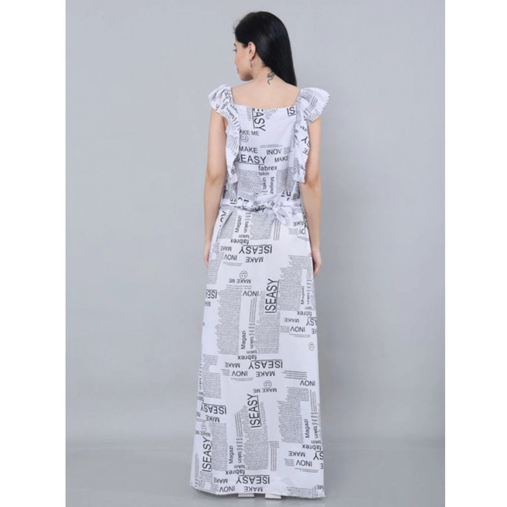 महिलाओं के लिए सामान्य कैज़ुअल क्रेप स्लीवलेस ड्रेस (सफेद)