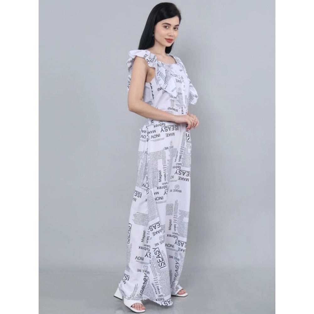 महिलाओं के लिए सामान्य कैज़ुअल क्रेप स्लीवलेस ड्रेस (सफेद)