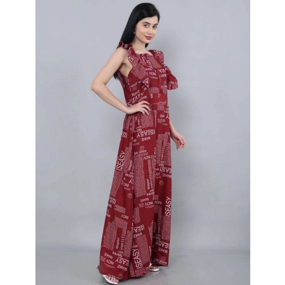 महिलाओं के लिए सामान्य कैज़ुअल क्रेप स्लीवलेस ड्रेस (मैरून)