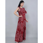 Generic Women's Casual Crepe Sleeveless Dress (Maroon)
