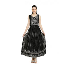 महिलाओं के लिए कैज़ुअल रेयॉन स्लीवलेस कुर्ती (काला)