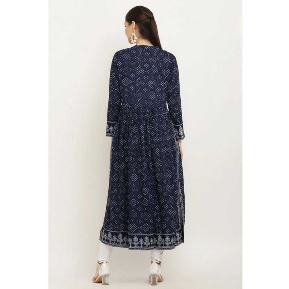 जेनरिक महिलाओं की कैजुअल रेयॉन फुल स्लीव कुर्ती (नीला)