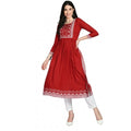  Women's Casual Rayon 3-4th Sleeves Kurti (Maroon)