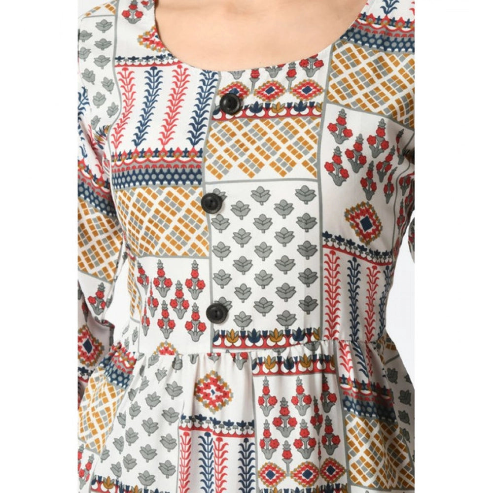 महिलाओं के लिए जेनेरिक कैज़ुअल क्रेप 3-4 स्लीव्स कॉर्ड सेट (सफेद)