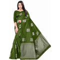  Women's Soft Lichi Silk Printed Saree With Unstitched Blouse 5.5Mtr (Green)