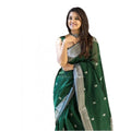  Women's Soft Lichi Silk Printed Saree With Unstitched Blouse 5.5Mtr (Green)