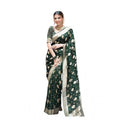  Women's Soft Lichi Silk Printed Saree With Unstitched Blouse 5.5Mtr (Green)