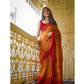  Women's Soft Lilan Printed Saree With Unstitched Blouse 5.5Mtr (Mustard )