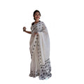  Women's Soft Lilan Printed Saree With Unstitched Blouse 5.5Mtr (White)