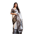जेनेरिक महिलाओं की सॉफ्ट लीची सिल्क प्रिंटेड साड़ी, बिना सिले ब्लाउज के साथ, 5.5 मीटर (ऑफ-व्हाइट)