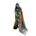  Women's Soft Lichi Silk Printed Saree With Unstitched Blouse 5.5Mtr (Mustard )