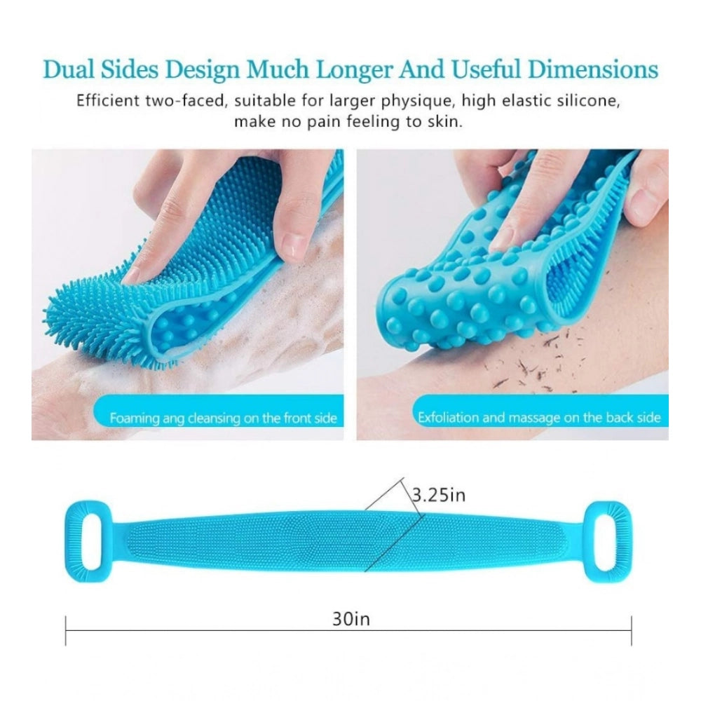Generic Pack Of 2_Silicone Bath Scrubber Belt â€“ Dual-Sided Exfoliating Body Cleaning Strap (Color: Assorted )