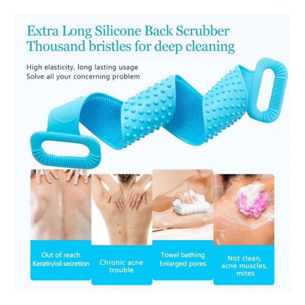 Generic Pack Of 2_Silicone Bath Scrubber Belt â€“ Dual-Sided Exfoliating Body Cleaning Strap (Color: Assorted )