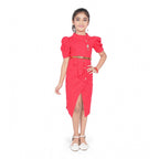 Generic Girl's Cotton Lycra Soild Short Sleeve Close Neck Dress (Pink)