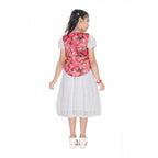 Generic Girl's Heavy Chicken Printed Short Sleeve Round Neck Dress (White)