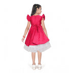 Generic Girl's Satin Soild Short Sleeve V Neck Dress (Pink)