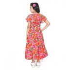 Generic Girl's Shiffon Printed Short Sleeve Round Neck Dress (Multicolor)