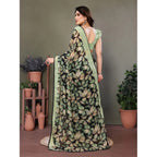 Generic Women's Chiffon Printed Saree With Unstitched Blouse 5.5Mtr (Green)