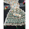  Women's Linen Cotton  Printed Saree With Unstitched Blouse 5.5MtrÂ (Green)