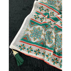 Generic Women's Linen Cotton  Printed Saree With Unstitched Blouse 5.5MtrÂ (Green)