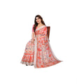  Women's Linen Cotton  Printed Saree With Unstitched Blouse 5.5MtrÂ (OrangeÂ )