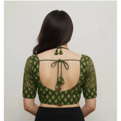 जेनेरिक महिलाओं का अजराख कॉटन प्रिंटेड स्वीटहार्ट पैडेड ब्लाउज (ओलिव 38 रेडी (सेल्फ ऑल्टरेबल 36–40))