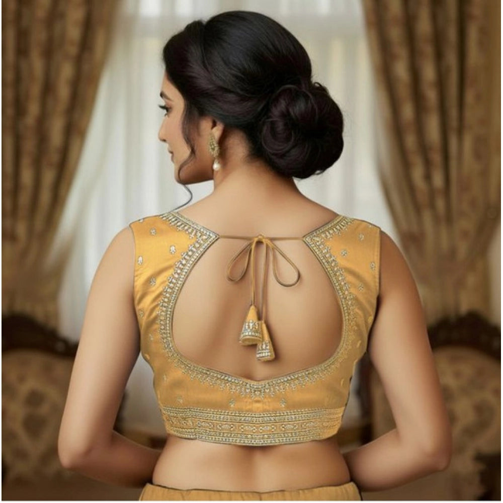 Generic Women's Zimmi Choo Sequin Work V-Neck Padded Blouse (Beige 38 Ready (Self Alterable 36–40)