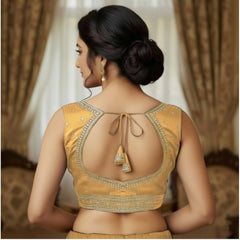 Generic Women's Zimmi Choo Sequin Work V-Neck Padded Blouse (Beige 38 Ready (Self Alterable 36–40)