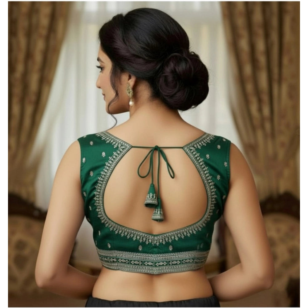 Generic Women's Zimmi Choo Sequin Work V-Neck Padded Blouse (Green 38 Ready (Self Alterable 36–40)