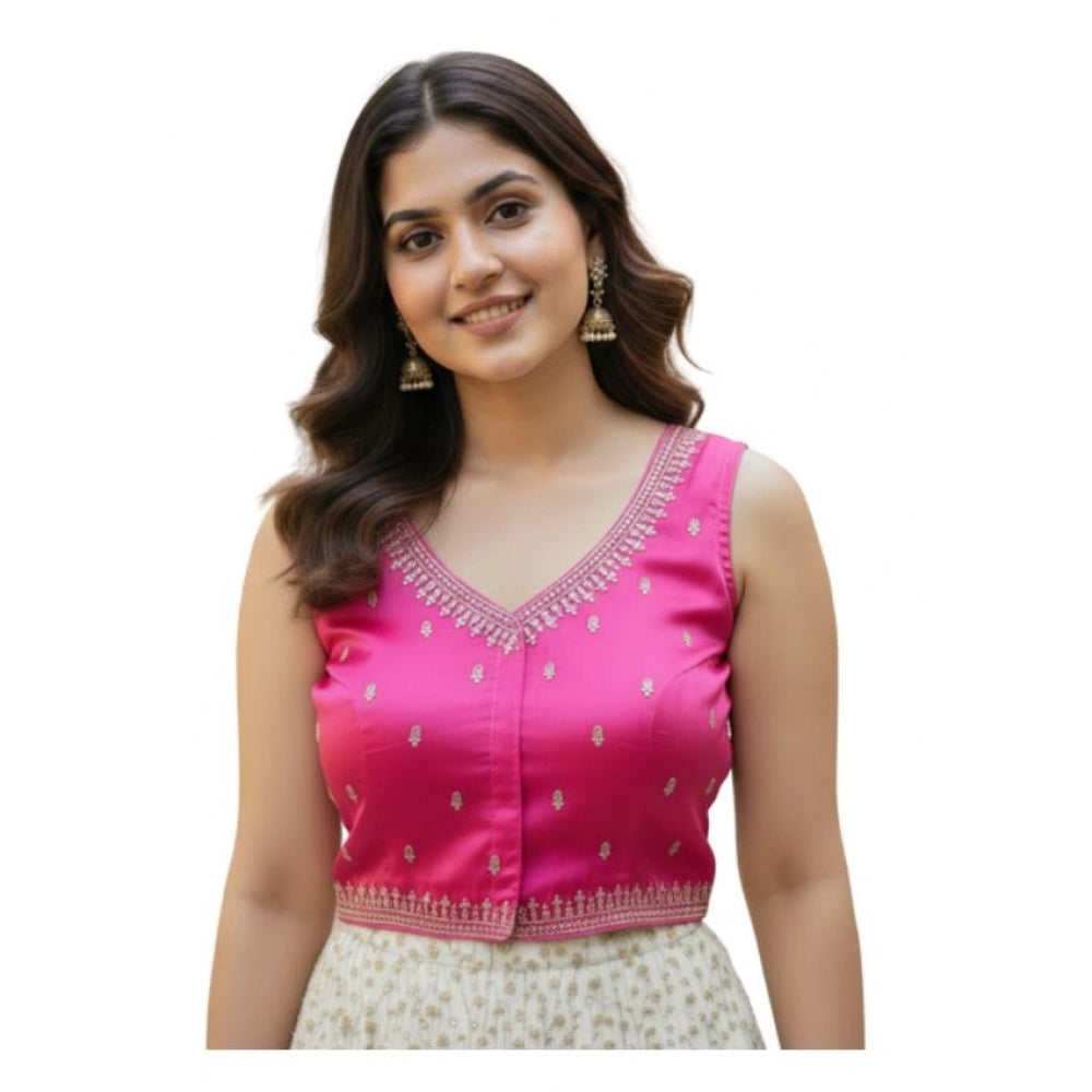 जेनरिक विमेंस ज़िम्मी चू सेक्विन वर्क वी-नेक पैडेड ब्लाउज़ (पिंक 38 रेडी (सेल्फ ऑल्टरेबल 36–40))