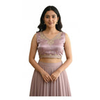 Generic Women's Zimmi Choo Embroidered V-Neck Padded Blouse (Lavender 38 Ready (Self Alterable 36â€“40)