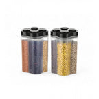 Generic Plastic 2-Pcs Set, 4 Section Container Jar For Grocery (Multicolor)