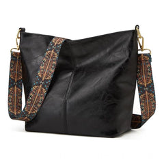 जेनरिक महिलाओं का पीयू लेदर जिपर हैंडबैग (काला)