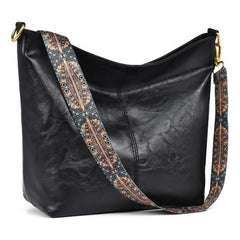 जेनरिक महिलाओं का पीयू लेदर जिपर हैंडबैग (काला)