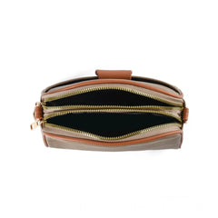 महिलाओं के लिए जेनेरिक पीयू लेदर जिपर स्लिंग बैग (खाकी)