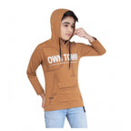 Generic Boy's Cotton Printeded Hooded Neck Hoodies (Brown)